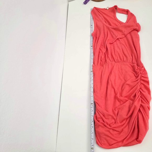 Soft Joie Coral Ruched Bottom Made in Peru Bodycon Tank Dress SZ Medium - Picture 9 of 12